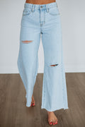 Paige Wide Leg Jeans - Light Wash